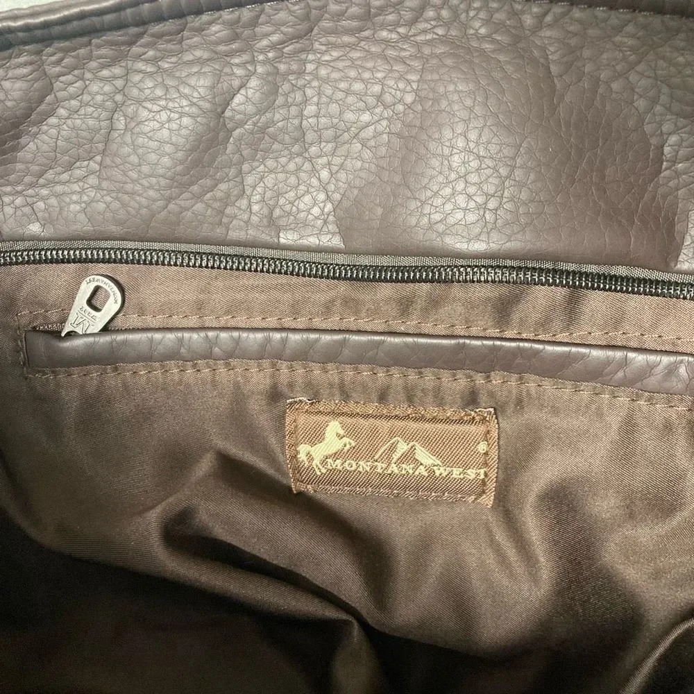 Montana‎ West Women's Brown Vegan Leather Hobo Tote Bag Size Large NWT
